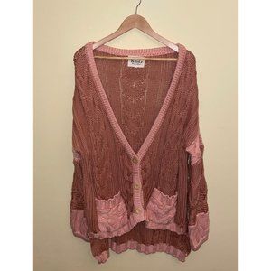Knitz for Love & Lemons Pink Cable Knit Cardigan, Size: S